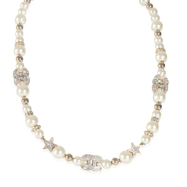 Gold-Plated 2023 Faux Pearl & Strass CC Choker Necklace