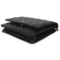 Black Quilted Caviar Classic Wallet On Chain