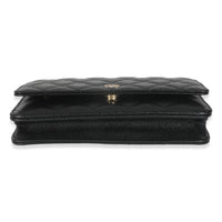 Black Quilted Caviar Classic Wallet On Chain