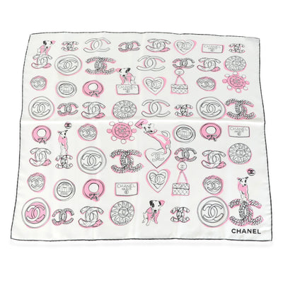 23P Pink White Silk CC Square Scarf