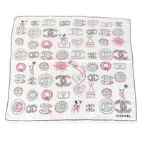 23P Pink White Silk CC Square Scarf