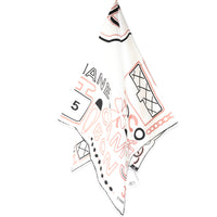 23A White Black Silk Logo Square Scarf