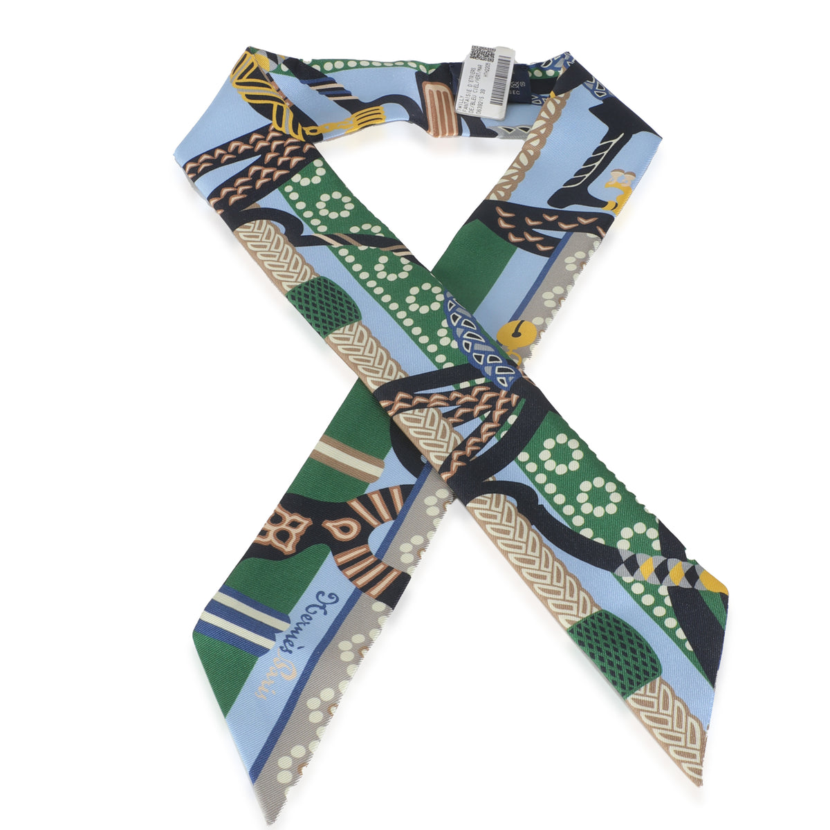 Bleu Ciel Vert Marine Silk Fantaisie DEtriers Twilly