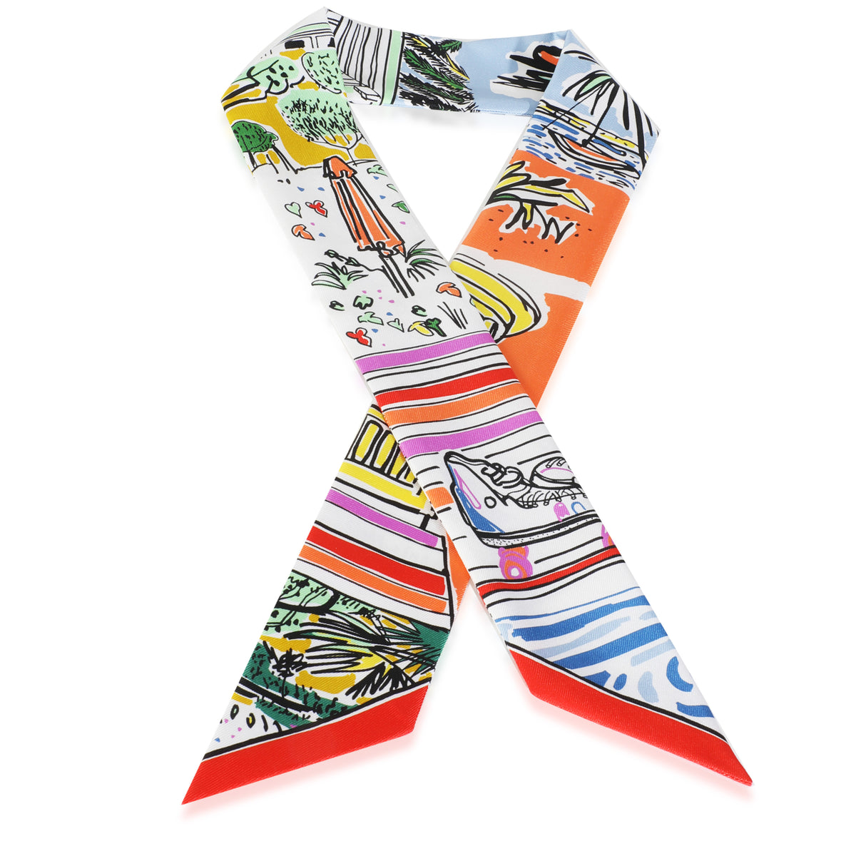 Jaune Bleu Orange Silk Rayures dEte Twilly