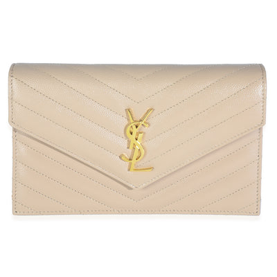 Dark Beige Grain De Poudre Cassandre Envelope Chain Wallet