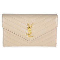 Dark Beige Grain De Poudre Cassandre Envelope Chain Wallet