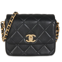 21B Black Quilted Calfskin Mini Signature Flap Bag