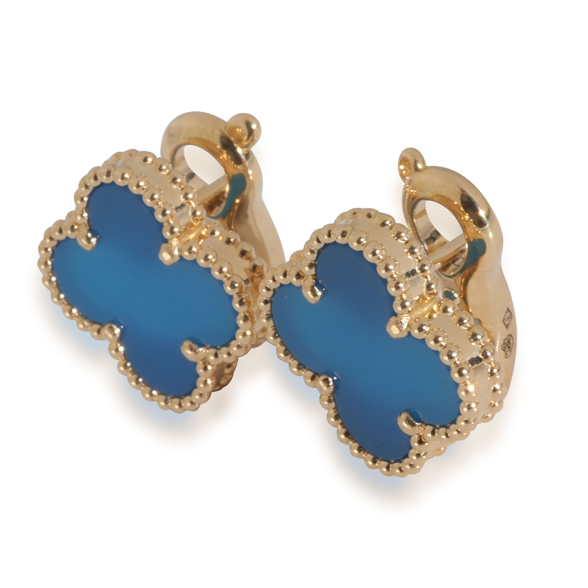 Yellow Gold Agate Vintage Alhambra Earrings
