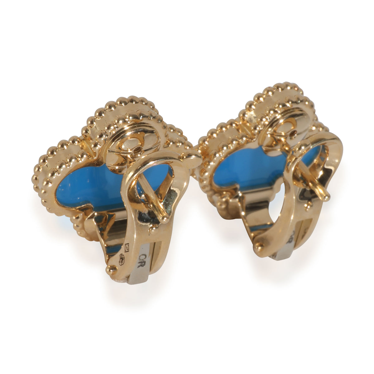 Yellow Gold Agate Vintage Alhambra Earrings