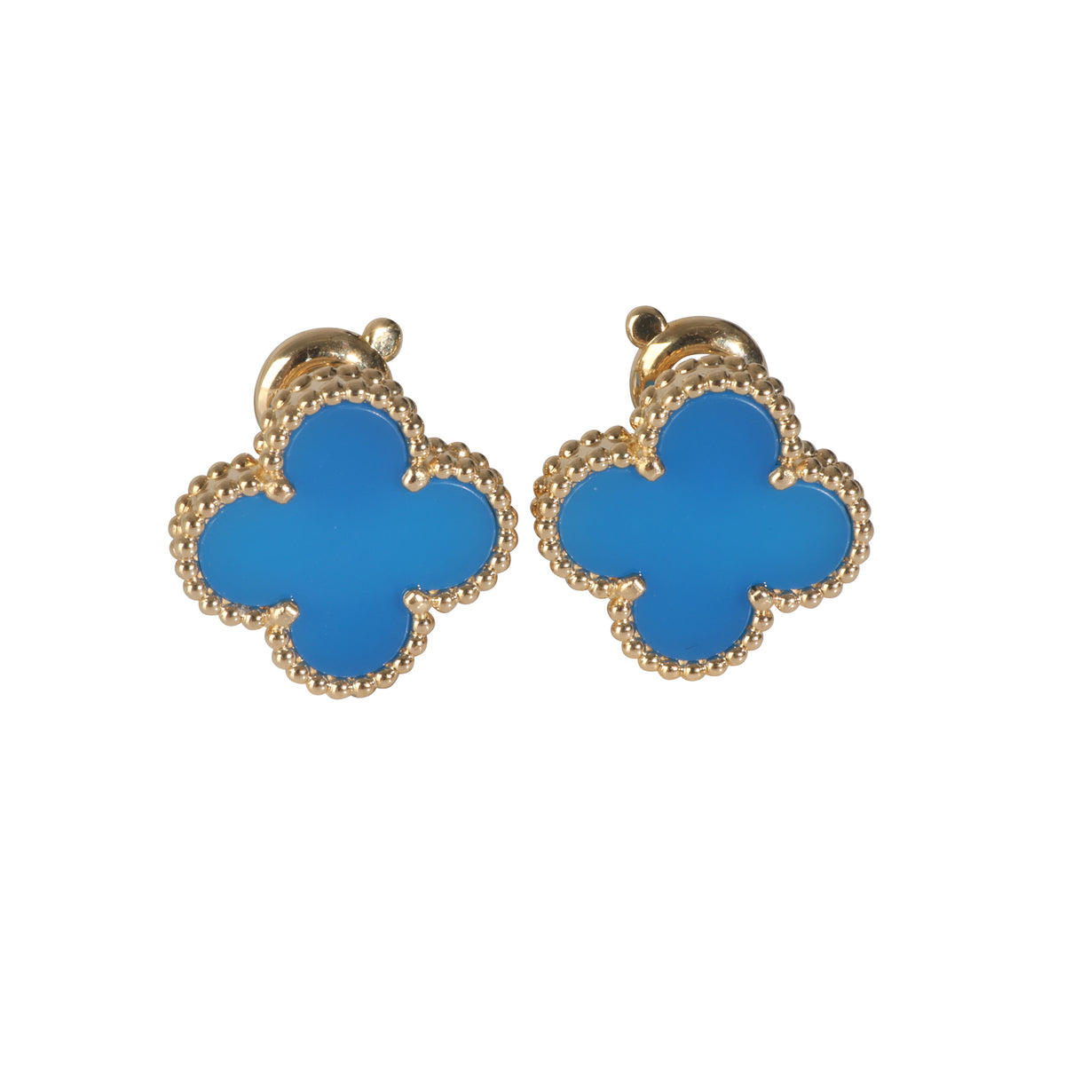 Yellow Gold Agate Vintage Alhambra Earrings