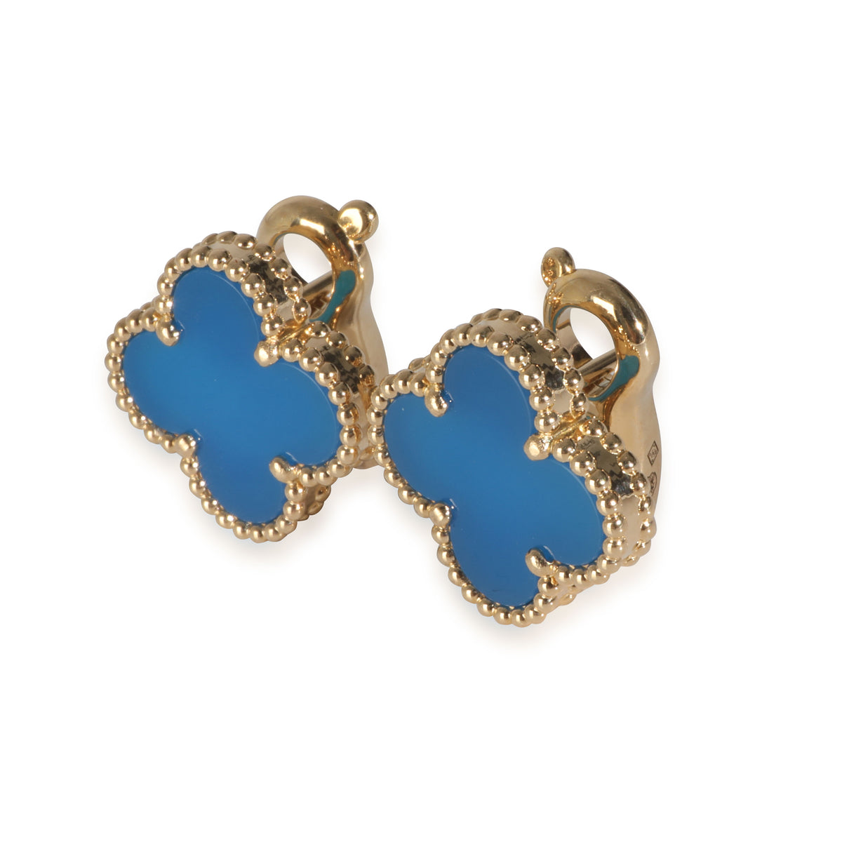 Yellow Gold Agate Vintage Alhambra Earrings