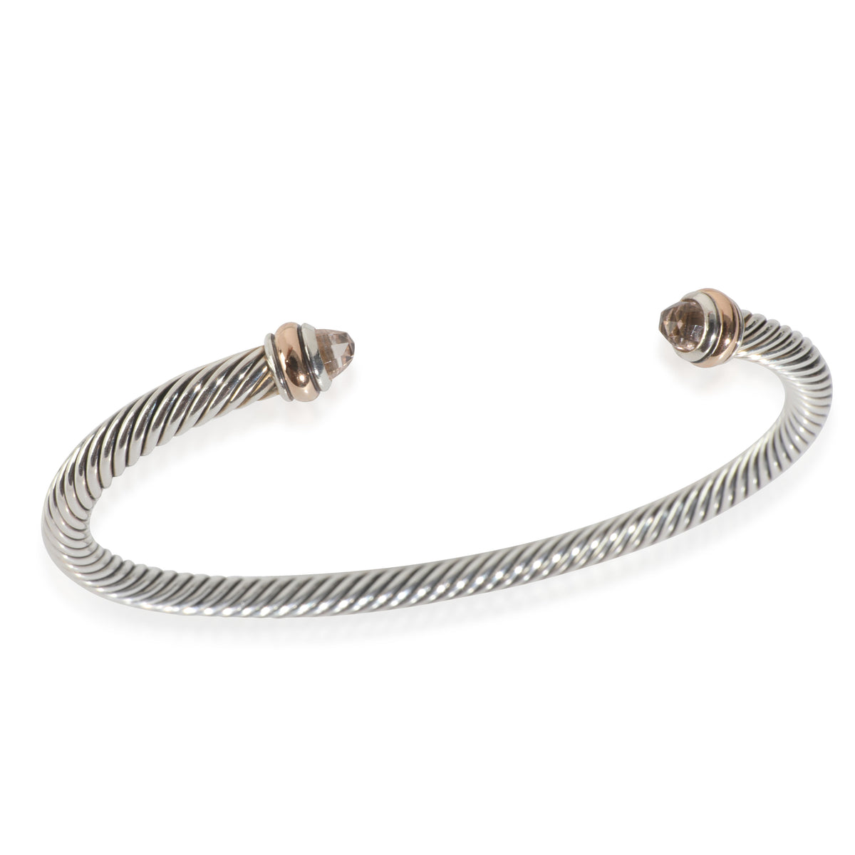 Rose Gold & Sterling Silver Morganite Cable Classic Bracelet