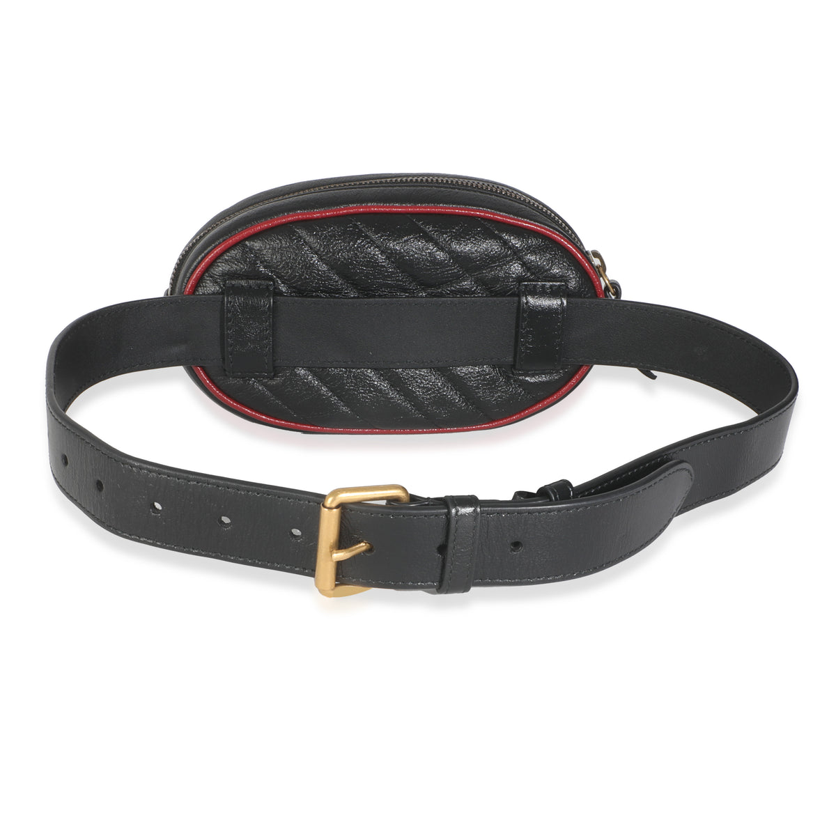 Black Azalea Calfskin Matelasse Diagonal Torchon GG Marmont Belt Bag