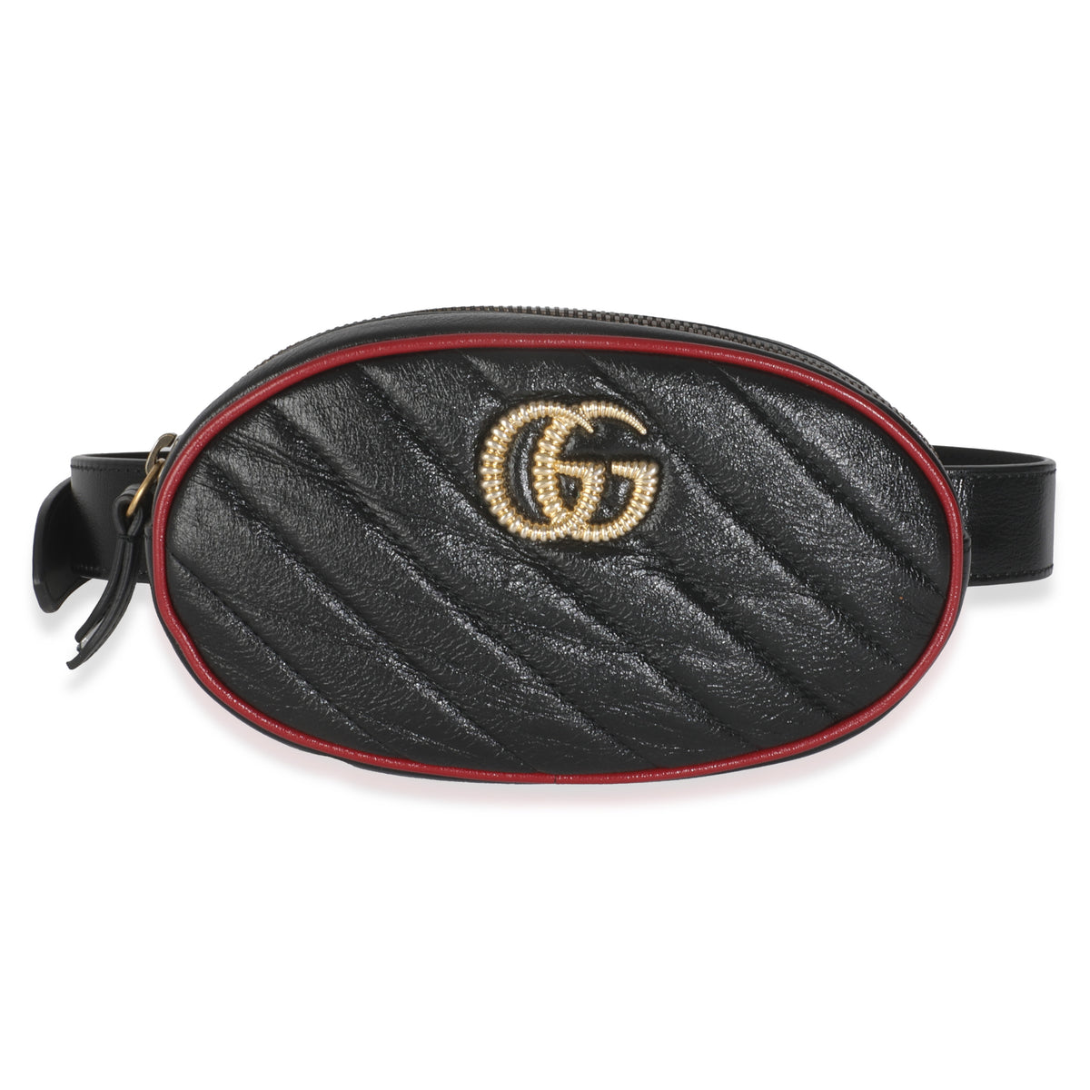 Black Azalea Calfskin Matelasse Diagonal Torchon GG Marmont Belt Bag