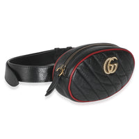 Black Azalea Calfskin Matelasse Diagonal Torchon GG Marmont Belt Bag