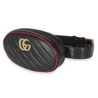 Black Azalea Calfskin Matelasse Diagonal Torchon GG Marmont Belt Bag
