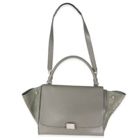 Grey Pebbled Leather and Suede Large Trapeze