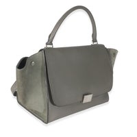 Grey Pebbled Leather and Suede Large Trapeze