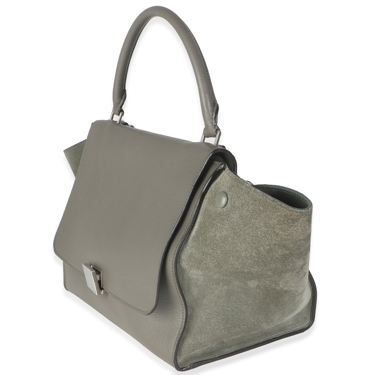 Grey Pebbled Leather and Suede Large Trapeze
