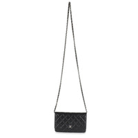 Black Quilted Lambskin Classic Wallet On Chain
