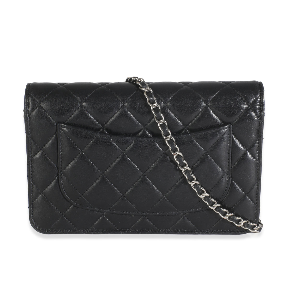 Black Quilted Lambskin Classic Wallet On Chain