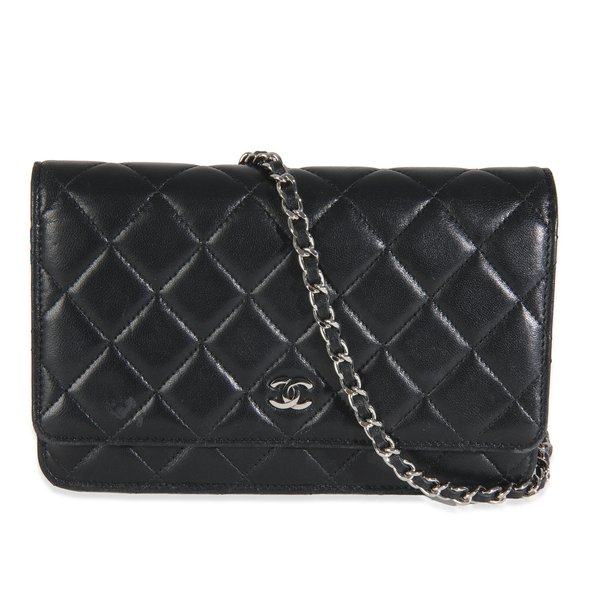Black Quilted Lambskin Classic Wallet On Chain