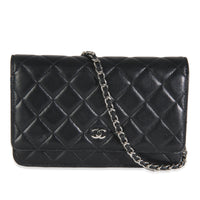 Black Quilted Lambskin Classic Wallet On Chain