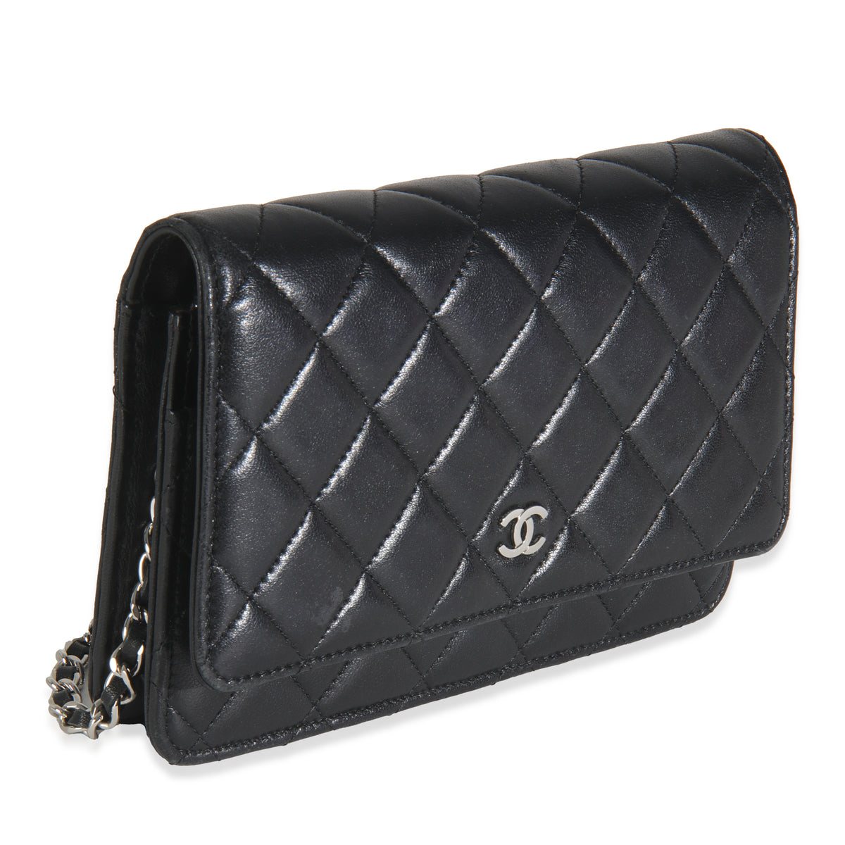 Black Quilted Lambskin Classic Wallet On Chain