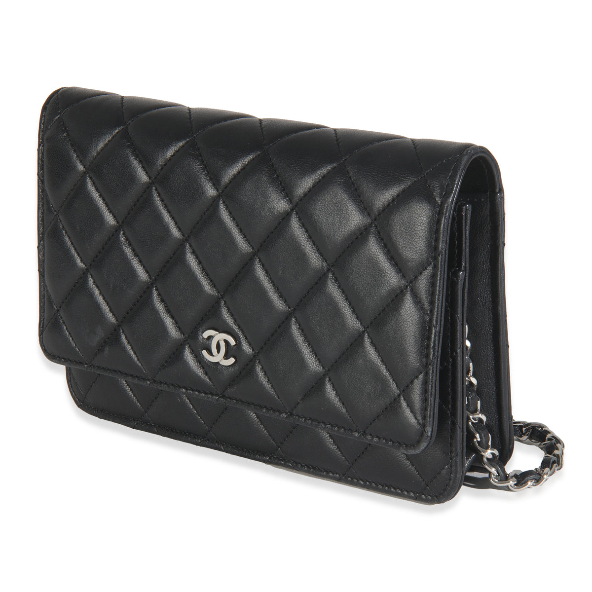 Black Quilted Lambskin Classic Wallet On Chain