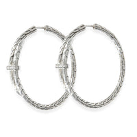 Sterling Silver Diamond Classic Spear Hoop Earrings