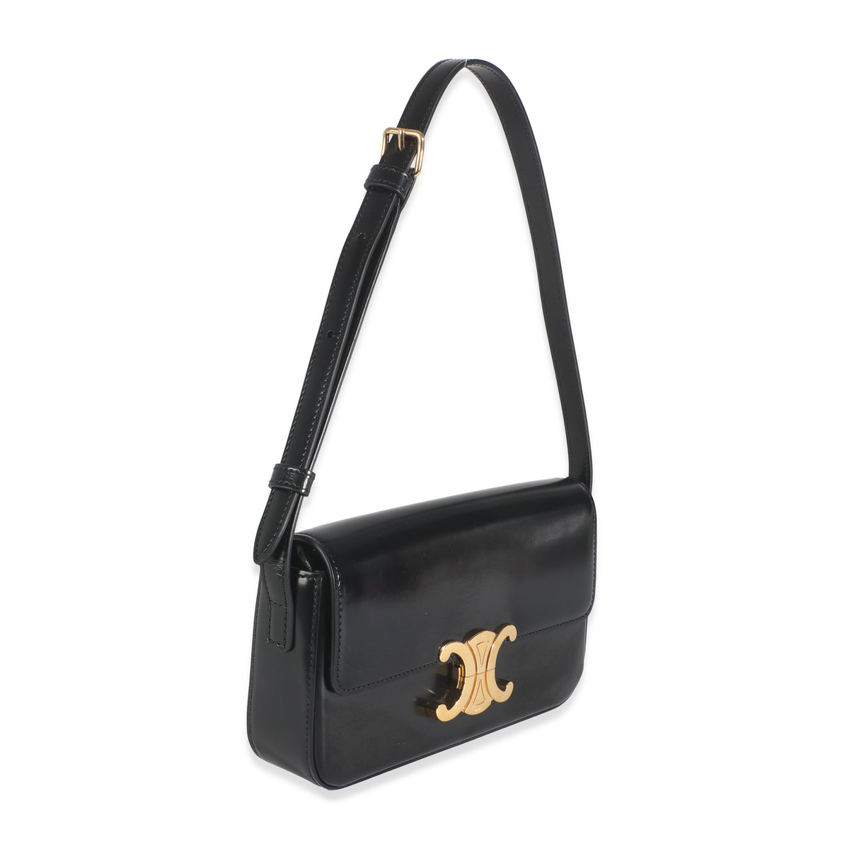 Black Shiny Calfskin Triomphe Shoulder bag
