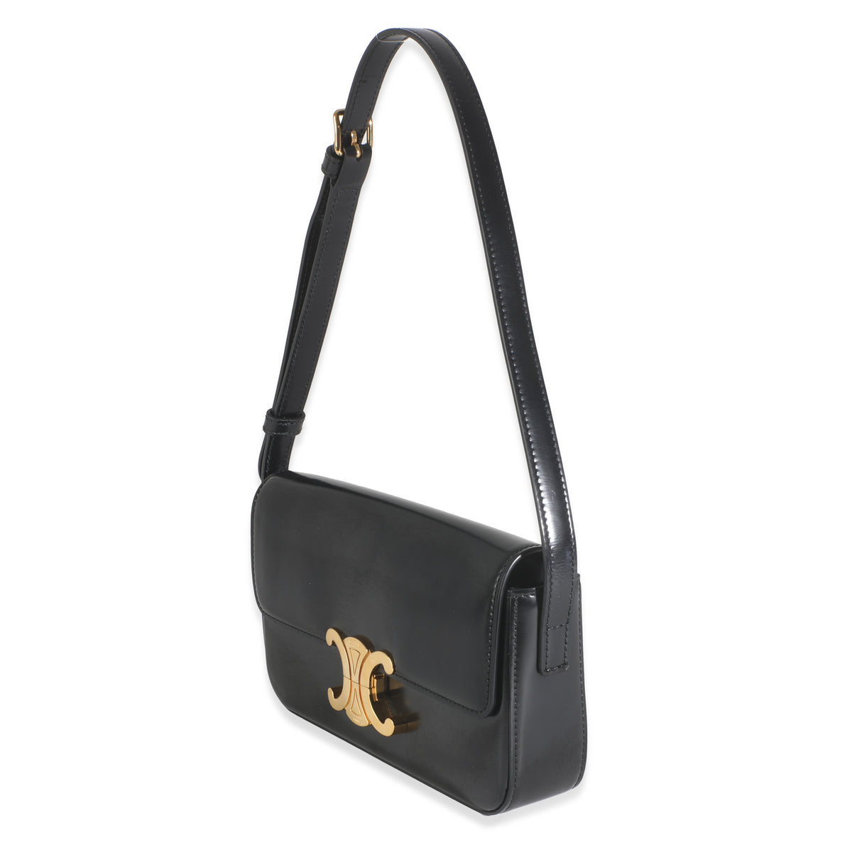 Black Shiny Calfskin Triomphe Shoulder bag