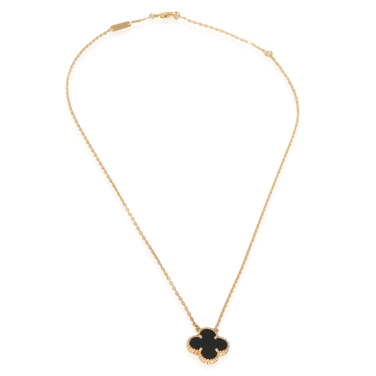Yellow Gold Onyx Vintage Alhambra Pendant