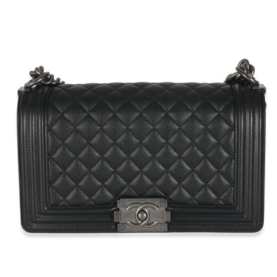 Black Quilted Old Medium Boy Bag