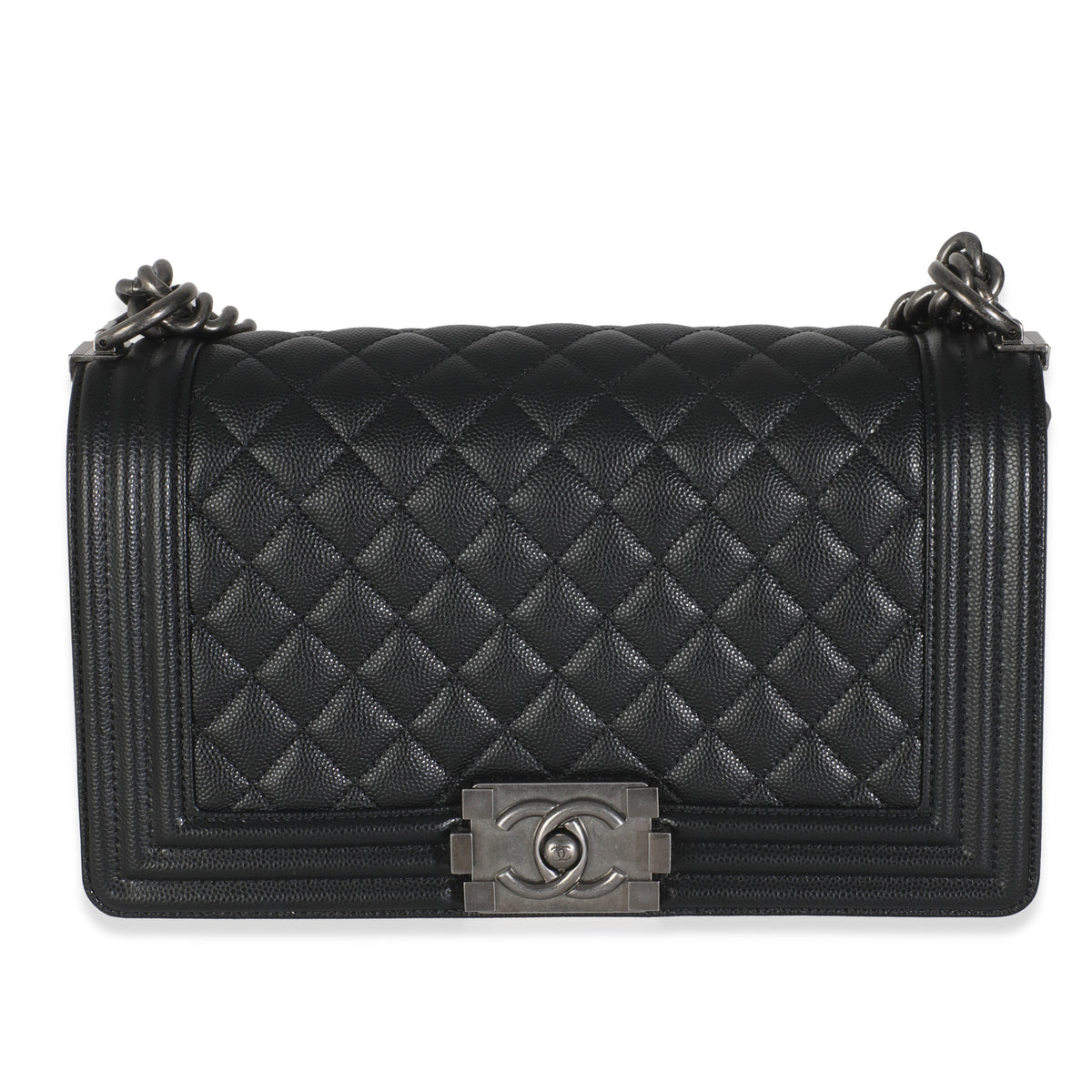 Black Quilted Old Medium Boy Bag