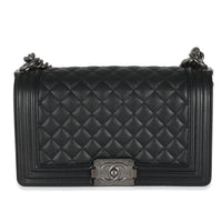 Black Quilted Old Medium Boy Bag