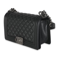Black Quilted Old Medium Boy Bag
