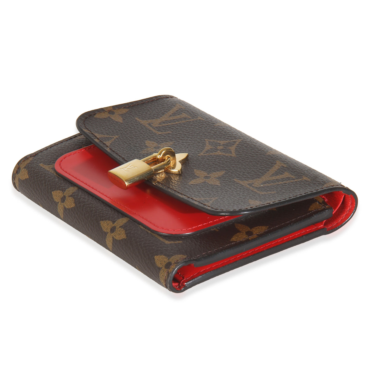 Monogram Canvas Flower Lock Compact Wallet