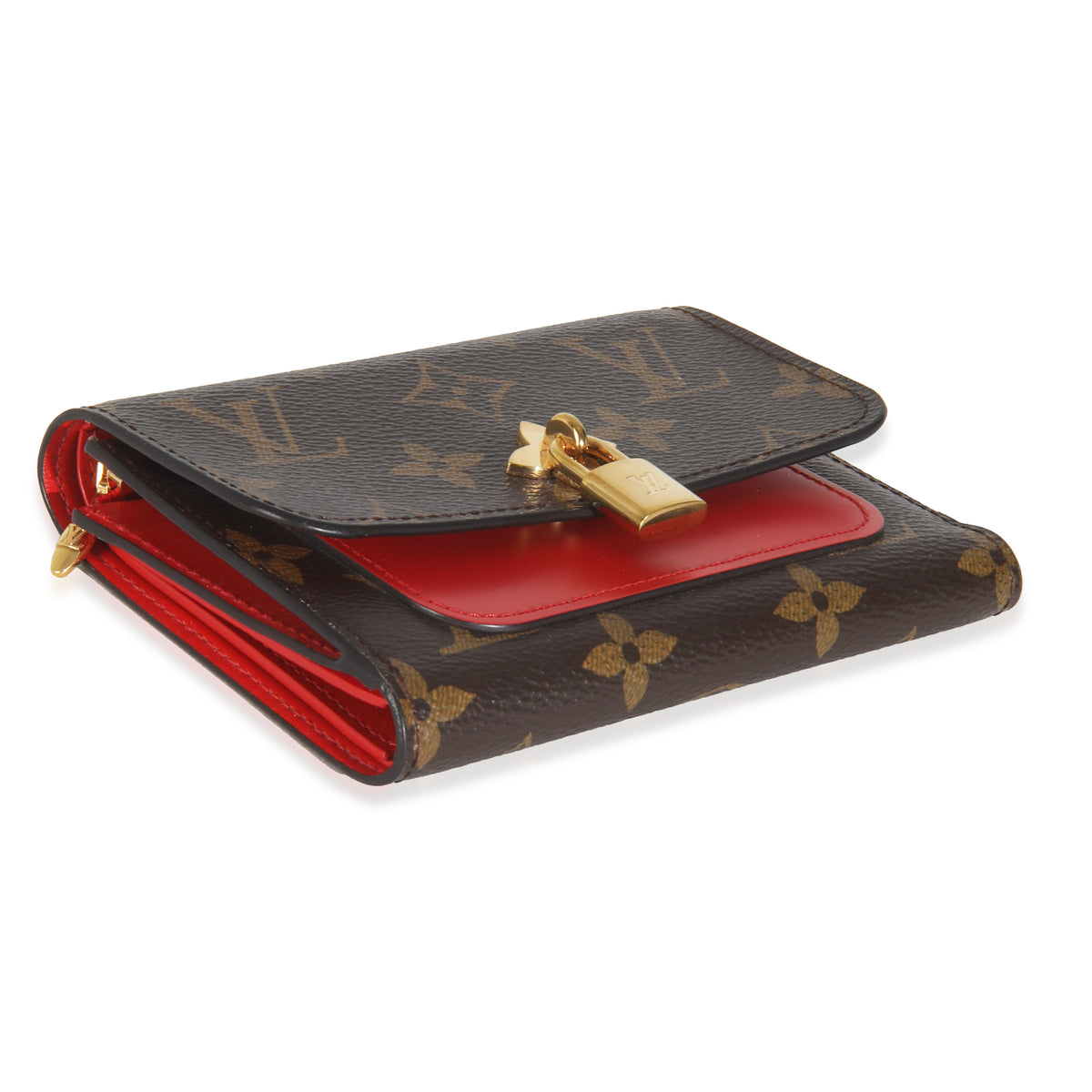 Monogram Canvas Flower Lock Compact Wallet