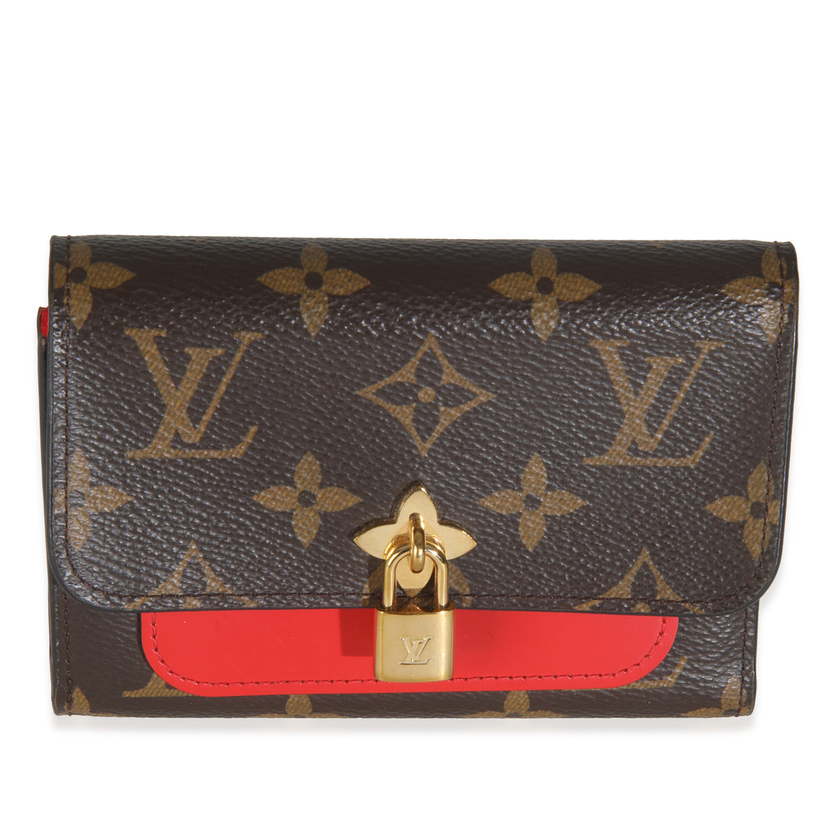 Monogram Canvas Flower Lock Compact Wallet