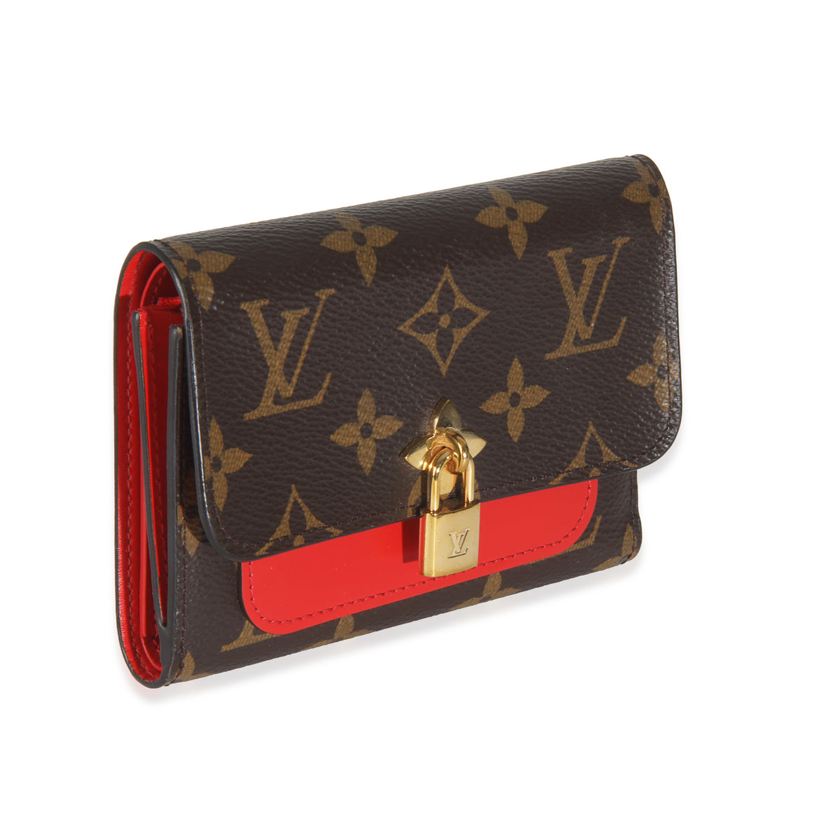 Monogram Canvas Flower Lock Compact Wallet