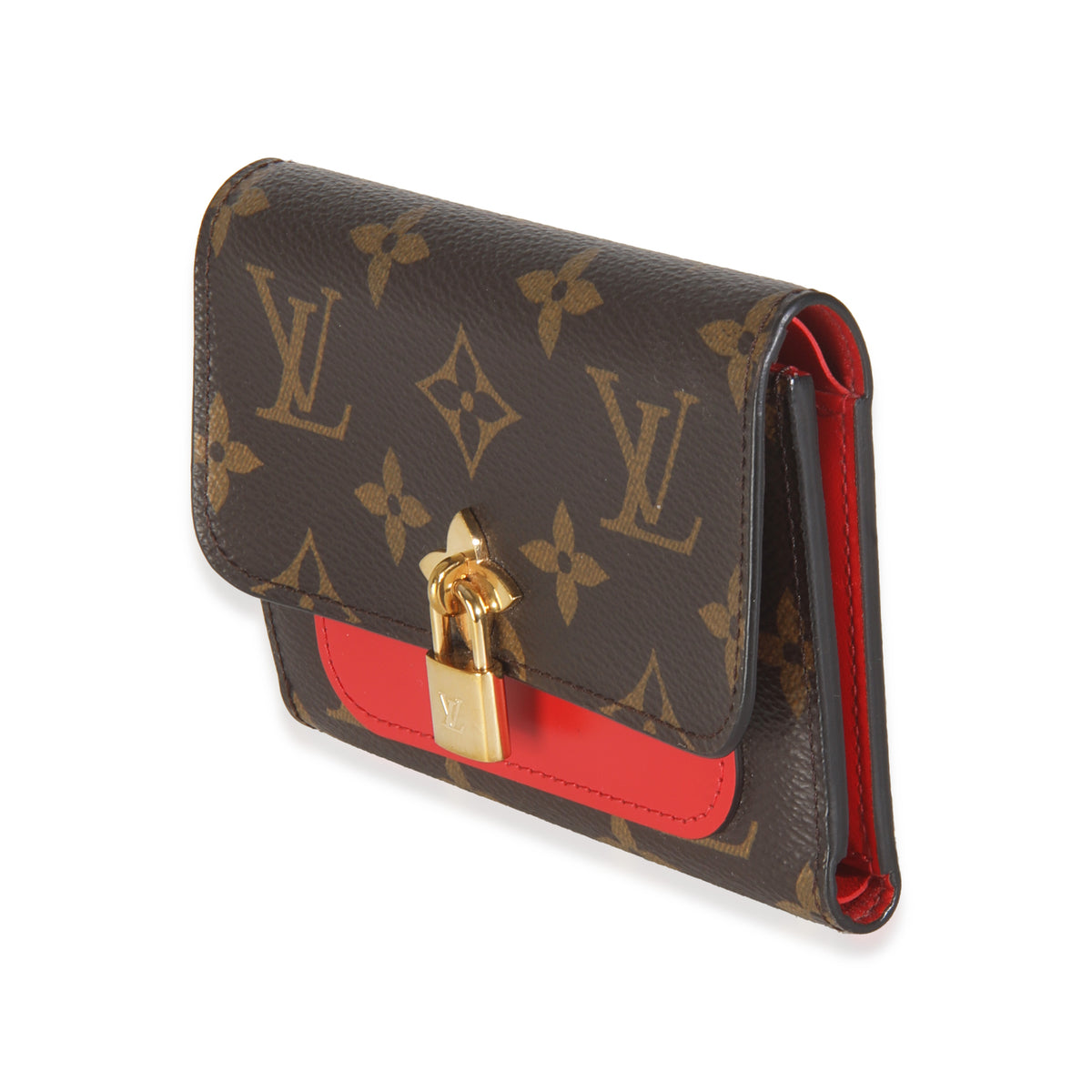 Monogram Canvas Flower Lock Compact Wallet