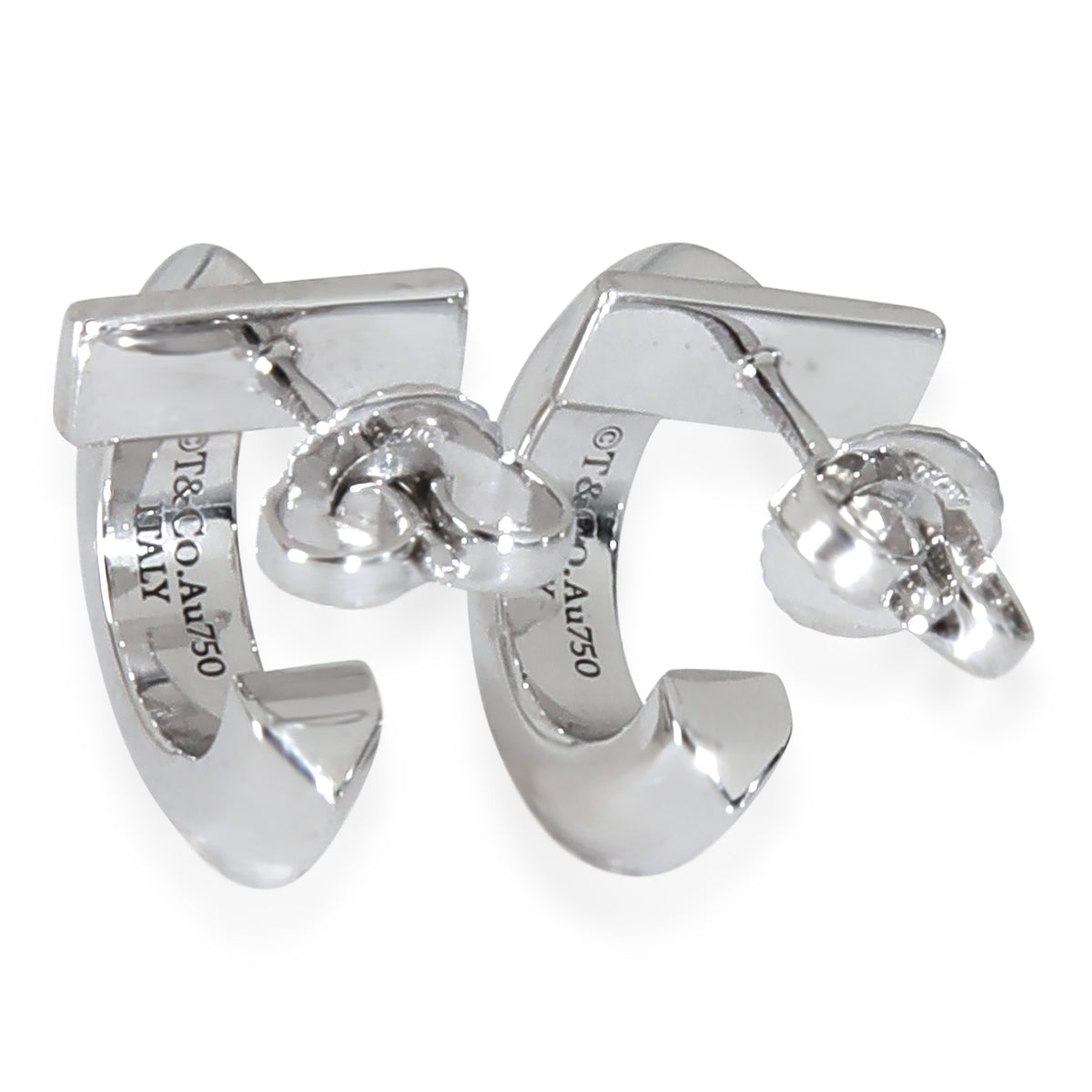 White Gold  Tiffany T T1 Hoop Earrings