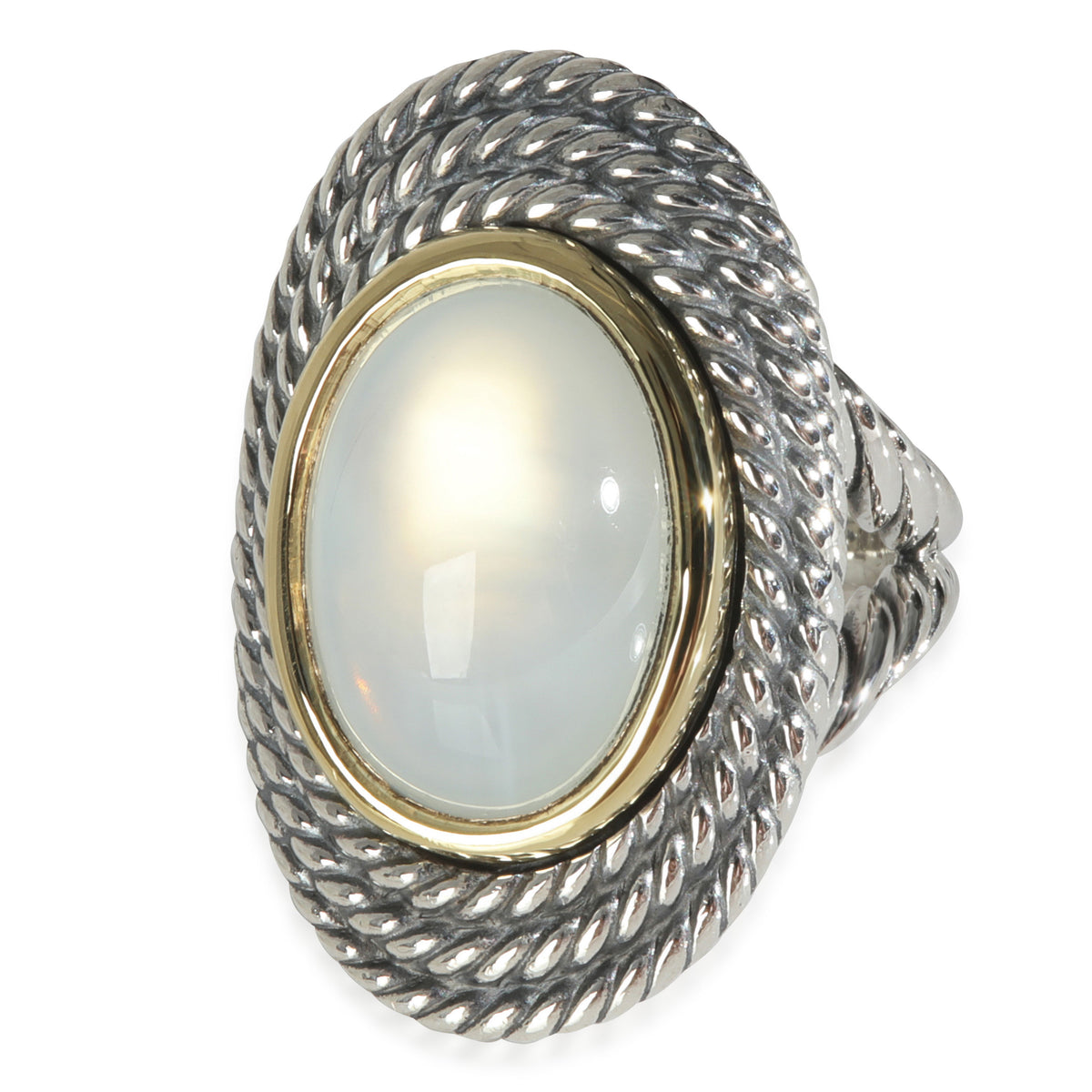 Yellow Gold & Sterling Silver  Moon Quartz Coil Ring Ring