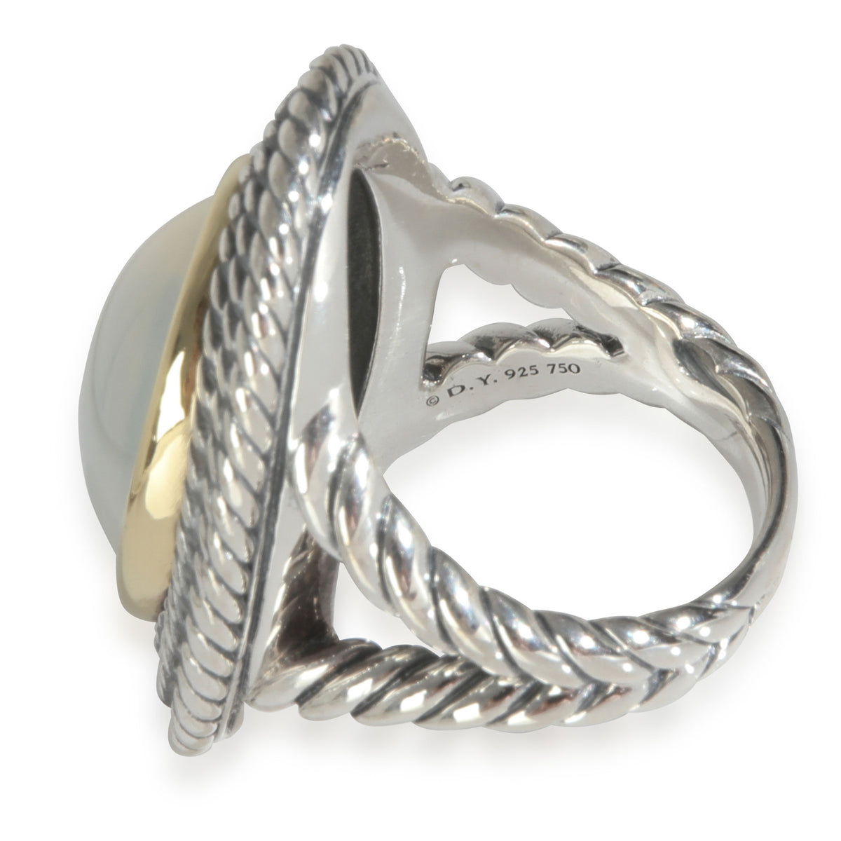 Yellow Gold & Sterling Silver  Moon Quartz Coil Ring Ring