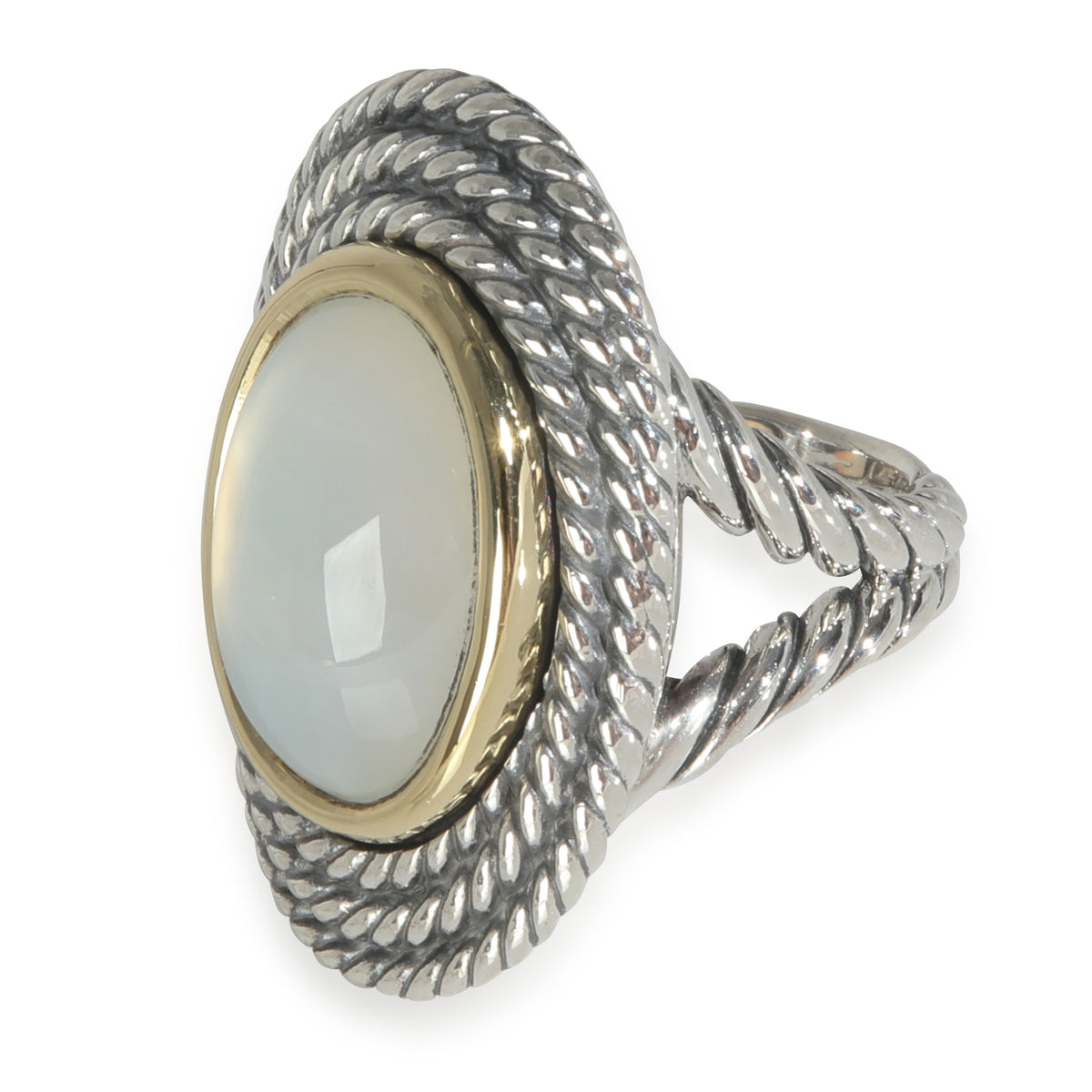 Yellow Gold & Sterling Silver  Moon Quartz Coil Ring Ring