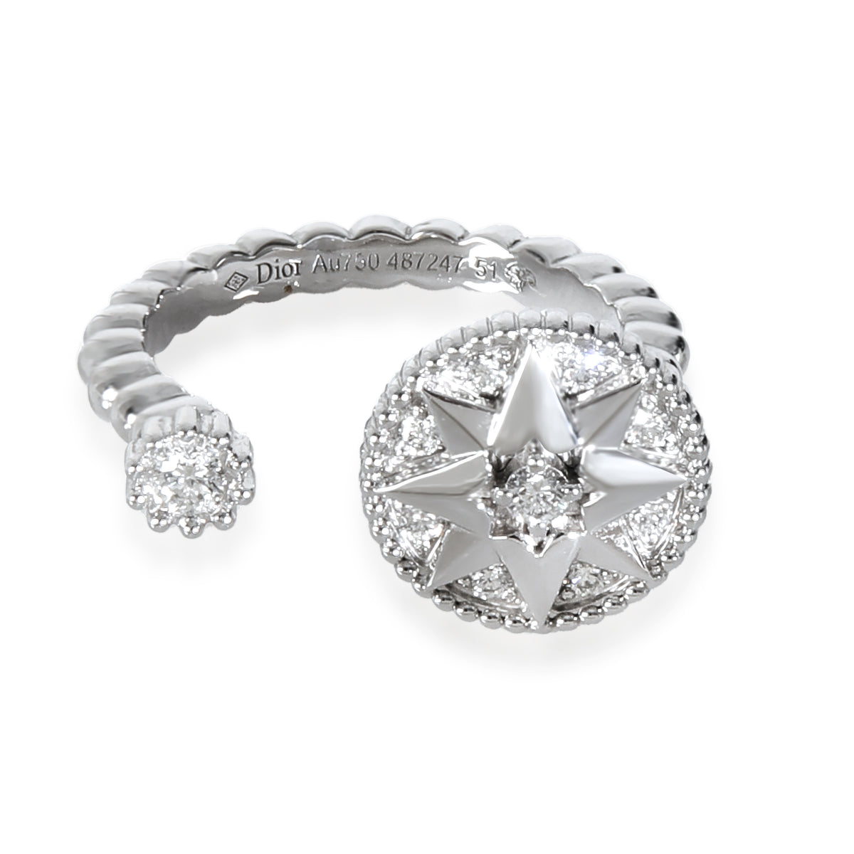 White Gold Diamond Rose Des Vents Ring