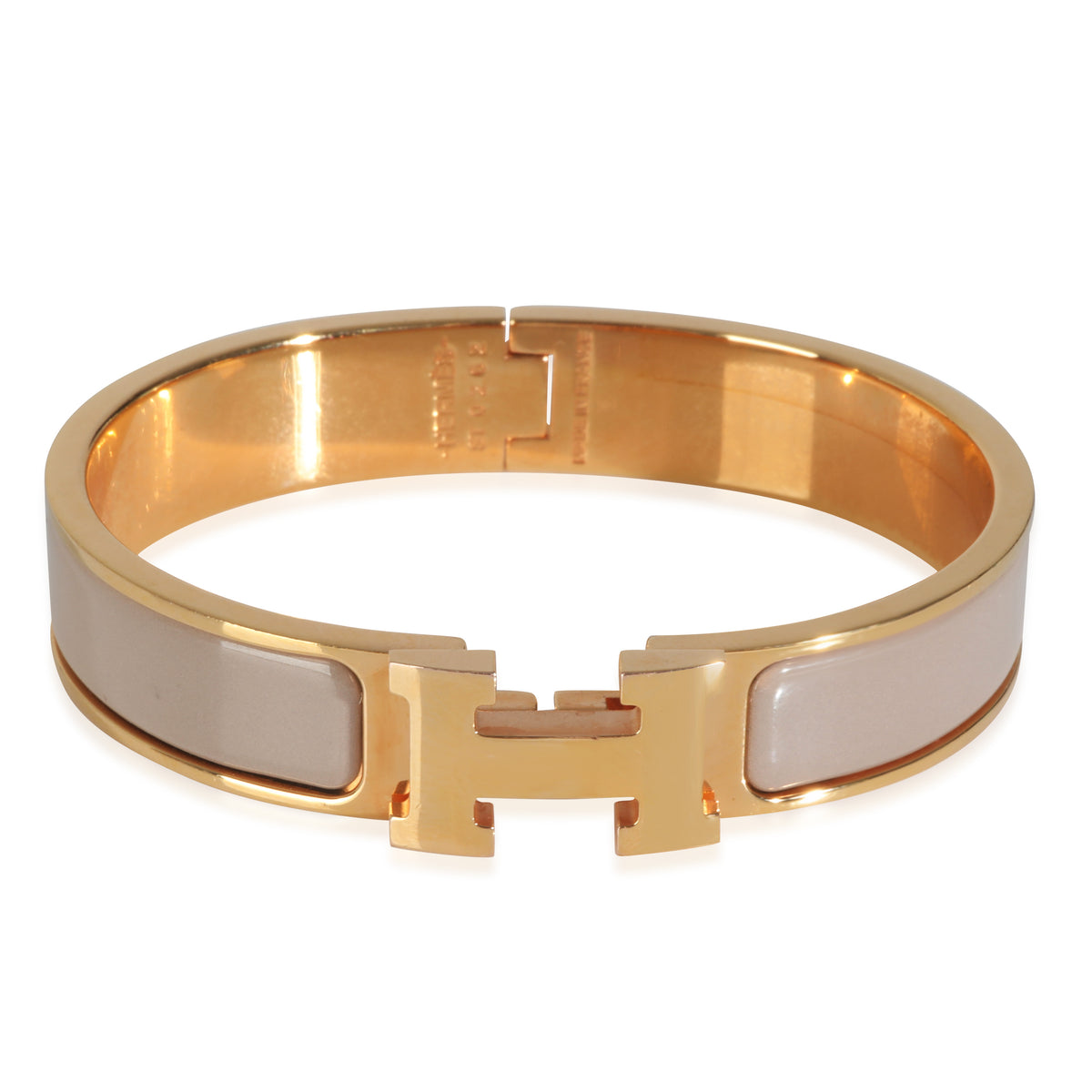 Gold-Plated  Clic H In Marron Glacé Bracelet