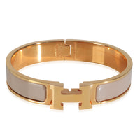 Gold-Plated  Clic H In Marron Glacé Bracelet