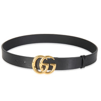 Black Calfskin Double GG Marmont Belt 80/32